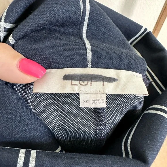 Ann Taylor LOFT Windowpane Funnel Neck Navy White Tunic Dress Sz: XS - Picture 7 of 11